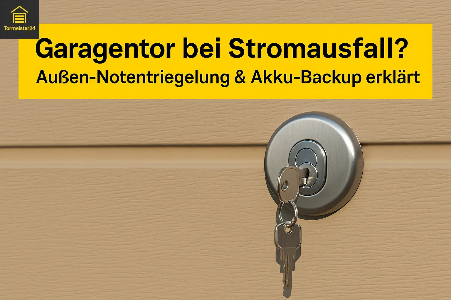 Außen‑Notentriegelungszylinder in ein Sektionaltor eingesetzt
