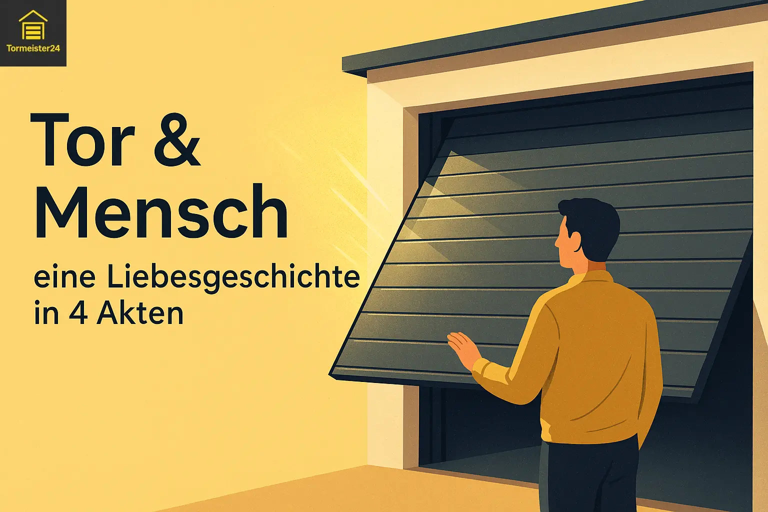 Modernes Garagentor im Herbstlicht mit glatter Oberfläche