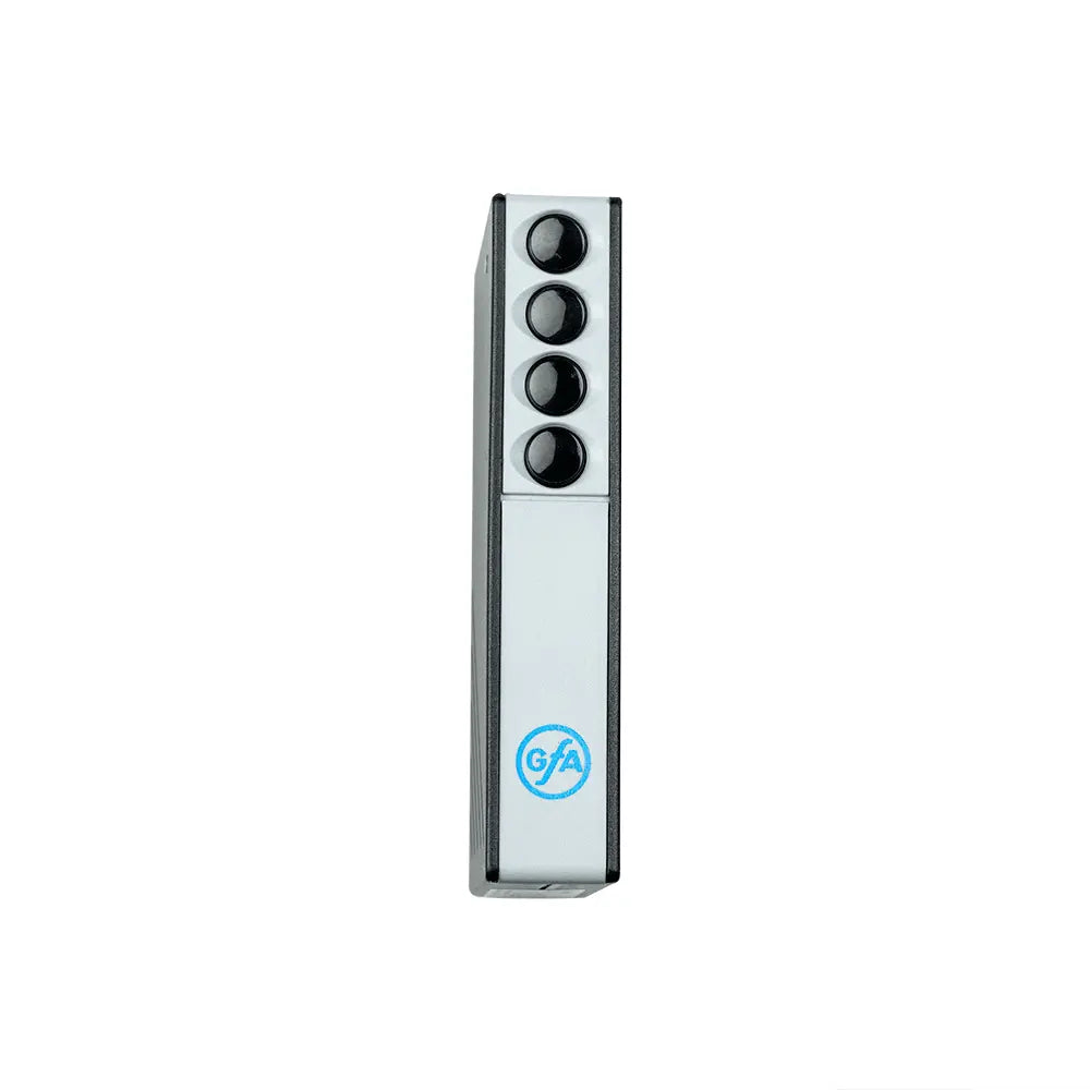 GfA Handsender SKX4 434 MHz Vorderansicht
Original GfA Handsender SKX4 4-Kanal
GfA Handsender mit vier Tasten
GfA Handsender SKX4 kompakte Bauweise
GfA Funkhandsender 4-Kanal für Torsteuerung
GfA Handsender SKX4 Rückseite
GfA Handsender SKX4 für Empfänger 434 MHz
GfA Handsender SKX4 robustes Gehäuse
GfA Handsender SKX4 mit Batterie
GfA Handsender SKX4 Ersatzteil