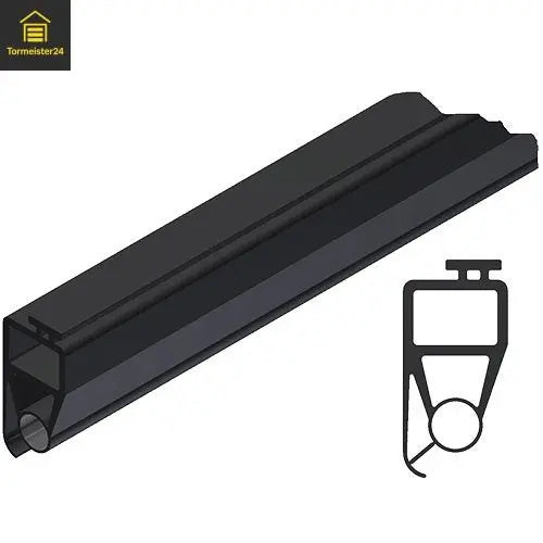 Defektes Bodengummi an einem Sektionaltor mit Lichtspalt, Zugluft und Feuchtigkeit – passende Bodendichtung, Bodenprofil, Optosensor und Spaltabdichtung für Garagentor und Industrietor.