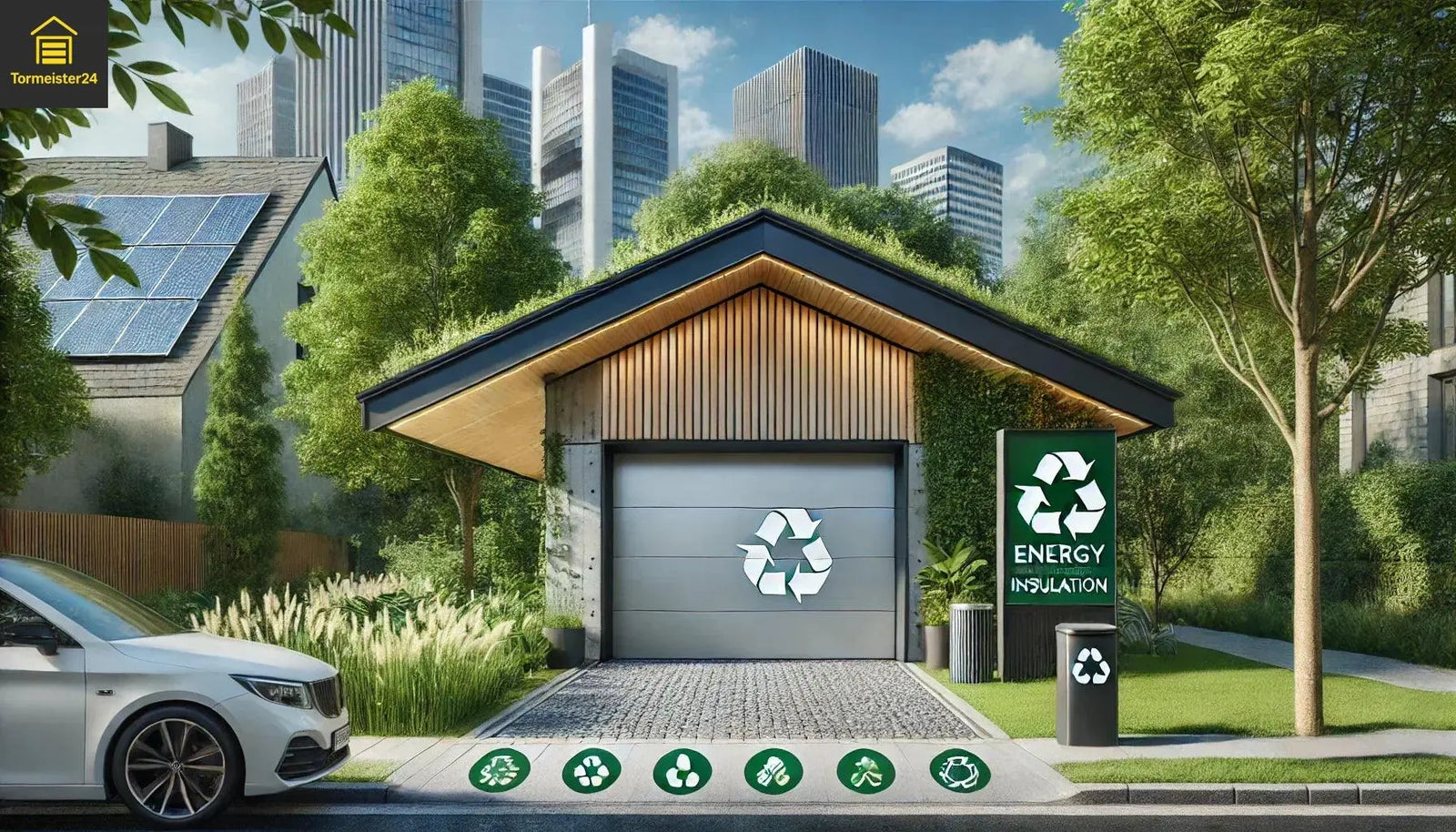 Energieeffizientes Garagentor mit isolierter Paneelstruktur für nachhaltiges Wohnen