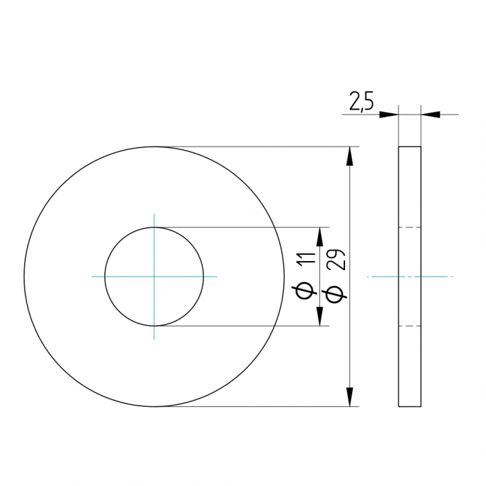 Flat washer M10 x 30 mm