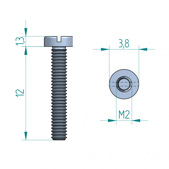 Zylinderschraube mit Schlitz M2x12