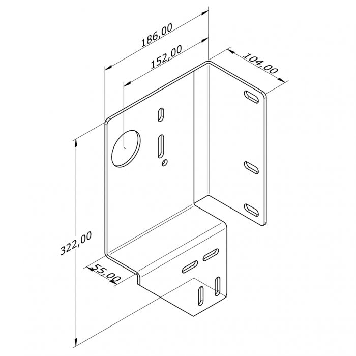 Seitenlagerkonsole 152 mm/Z55/Links ohne Lager Zeichnung