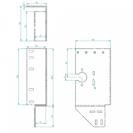 Seitenlagerkonsole offen 152 mm/Z55 Rechts Zeichnung