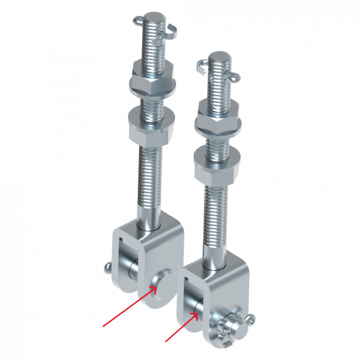 Gabelbolzen für Seilbefestigung Bodenkonsole