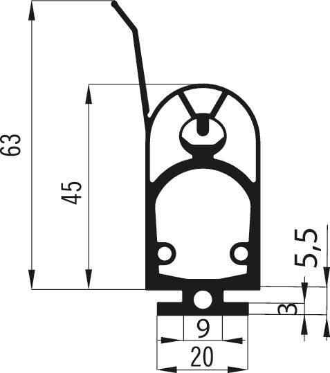 Marantec A-Profil 25.45 TTLa Kontaktleistenprofil 25x45 mm mit Dichtlippe 30 m Rolle