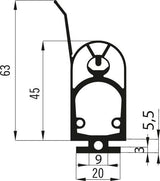 Marantec A-Profil 25.45 TTLa Kontaktleistenprofil 25x45 mm mit Dichtlippe 30 m Rolle