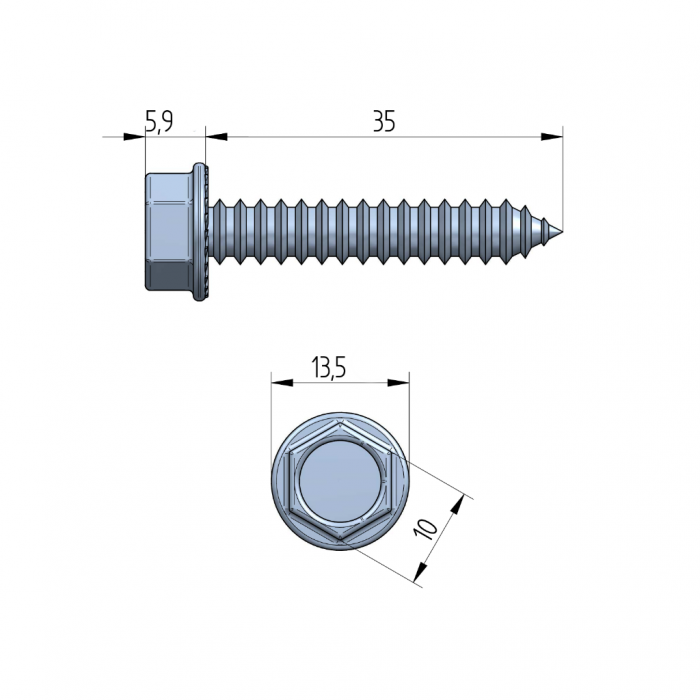Schraube 35 mm Kopf 10