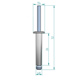 Blindniete 4,8 × 26 mm ALU/STAHL