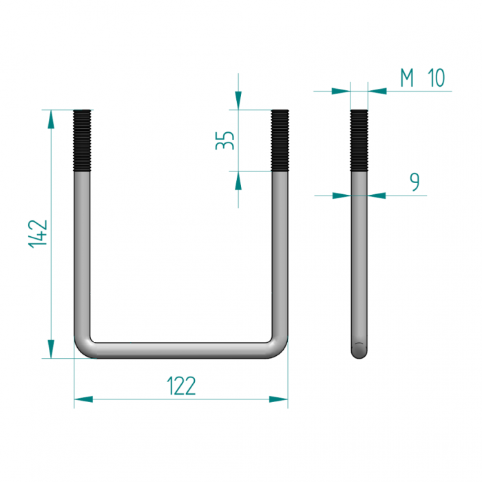 U-bolt M10 100 x 100 mm