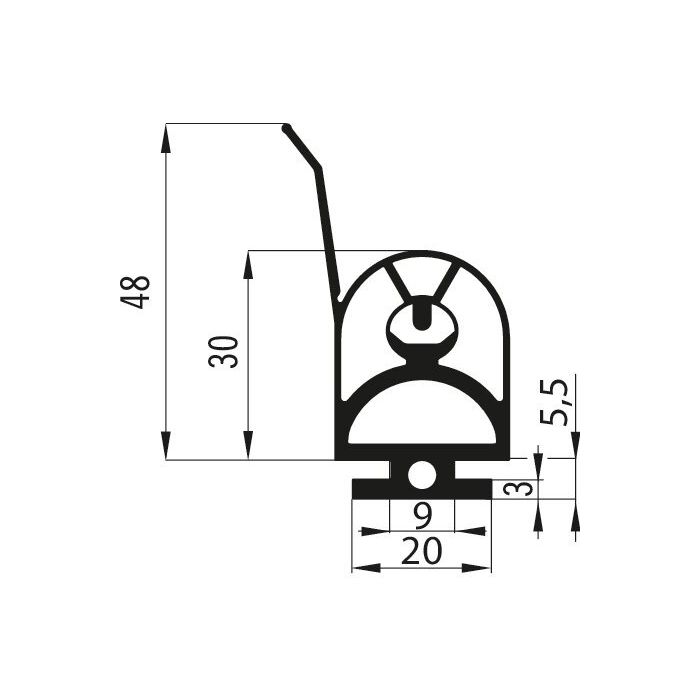 Marantec A-Profil 25.30 TTLa Kontaktleistenprofil 25x30 mm mit Dichtlippe, 30 m Rolle