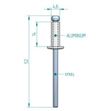 Blindniete 4,8 × 14 mm ALU/STAHL Schweighöfer Tore
