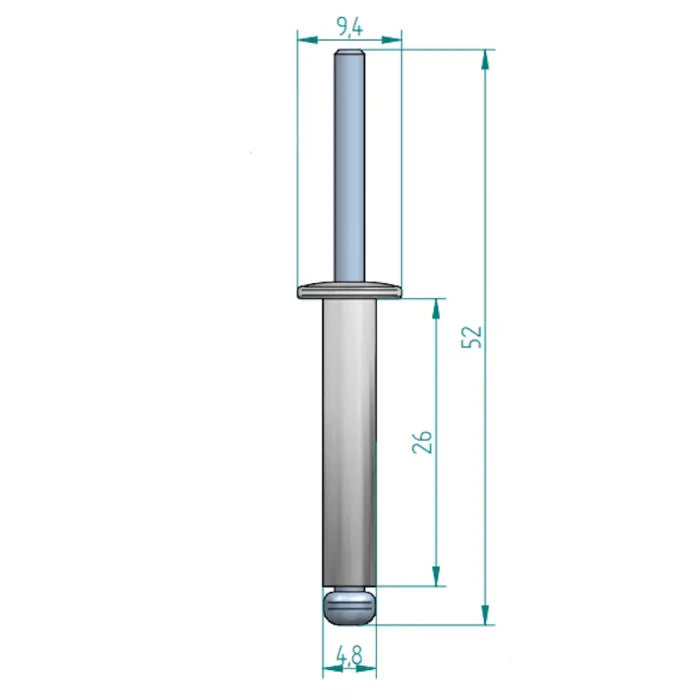 Blindniete 4,8 × 26 mm ALU/STAHL Schweighöfer Tore