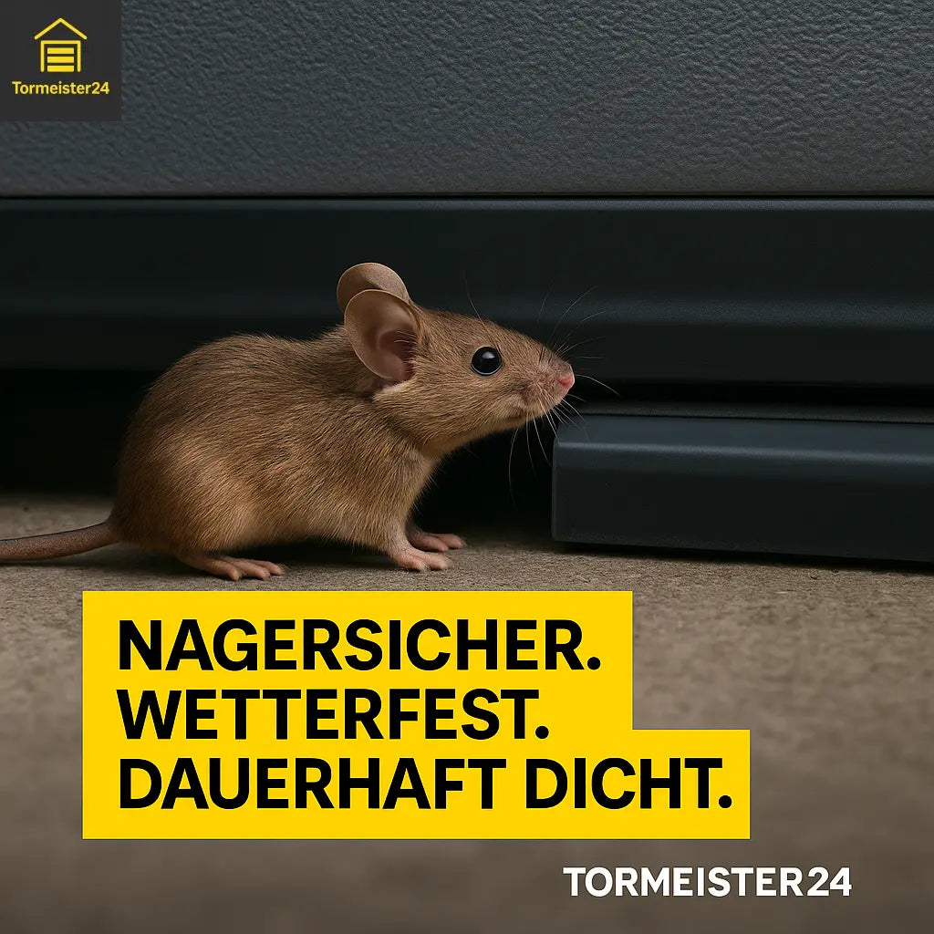 Rolltorabdichtung mit Edelstahlgewebe – nagersicher und beständig gegen Feuchtigkeit.