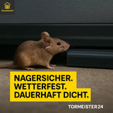 Rolltorabdichtung mit Edelstahlgewebe – nagersicher und beständig gegen Feuchtigkeit.