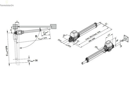 Drehtorantrieb für Tore bis 300 kg und 130° Öffnungswinkel