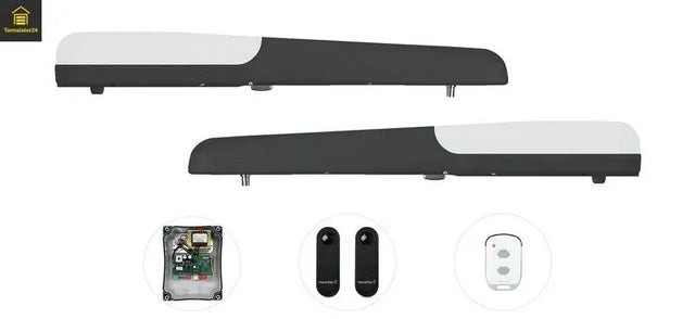 Marantec Comfort KRA2324E Drehtorantrieb Set für 2-flügeliges Tor bis 3 m

24V Drehtorantrieb mit Encoder und 868 MHz bi.linked Funk

Marantec KRA2324E Set mit Steuerung CBX20324L und Lichtschranke

2-flügeliger Drehtorantrieb 1500 N für Flügeltore