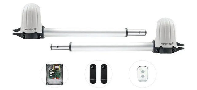 Comfort KST3224 Drehtorantrieb Set zweiflügelig

Motor-Aggregate ohne Encoder Comfort KST3224

Control CBX20224L mit bi·linked Funk

Handsender Digital 572 für Marantec KST3224

Comfort KST3224 UV-beständiges Gehäuse

Lichtschranke LS22 im Lieferumfang

Ease of installation Tor- und Pfeilerwinkel

Softstart und Hinderniserkennung eingebaut

24 V DC Motor mit 1400 N Kraft

Marantec KST3224 Steuerungseinheit