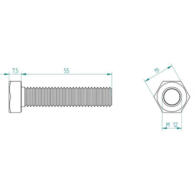 Sechskantbolzen M 12 x 55 DIN 933 Tormeister24