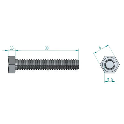 Sechskantbolzen M5 x 30 mm Edelstahl Schweighöfer Tore
