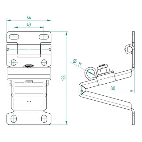 Seitenscharnier-Rollenhalter komplett für Crawford / Assa Abloy