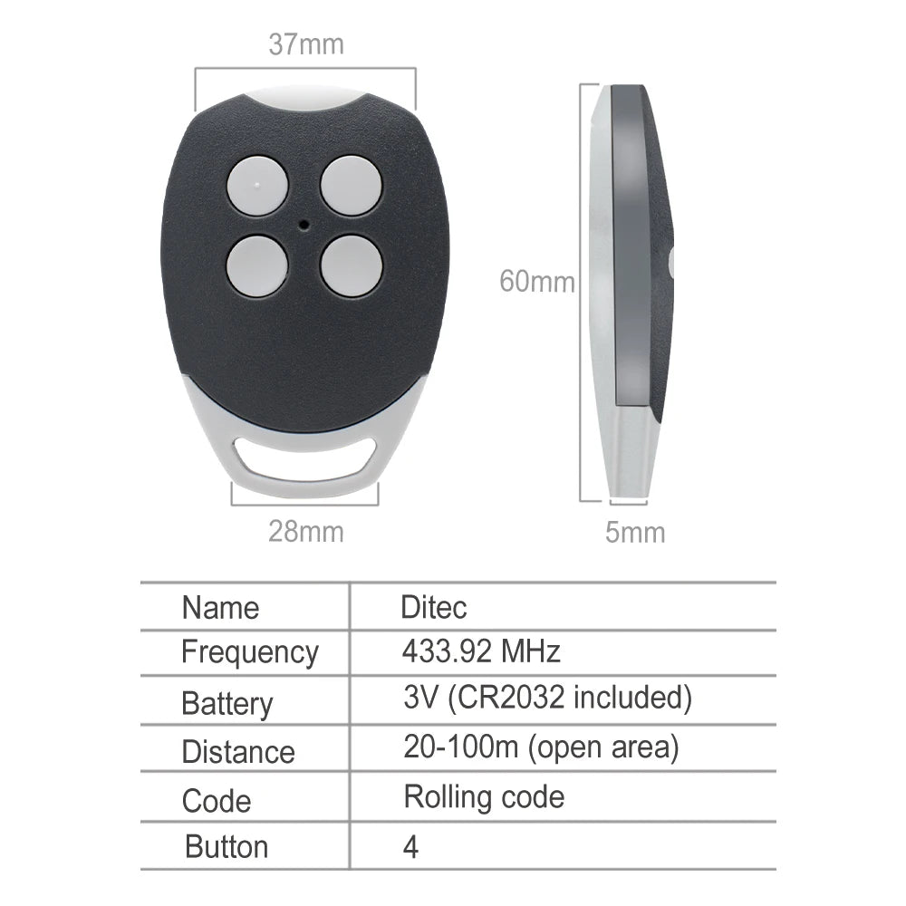 DITEC Entrematic 433MHz Rolling Code Garagentor Fernbedienung - Gol4 BIXLG4 BIXLP2 BIXLS2 ZEN 2 ZEN4 ZEN2W ZEN4W für Schiebetore - Tormeister24DITEC Entrematic 433MHz Rolling Code Garagentor Fernbedienung - Gol4 BIXLG4 BIXLP2 BIXLS2 ZEN 2 ZEN4 ZEN2W ZEN4W für Schiebetore